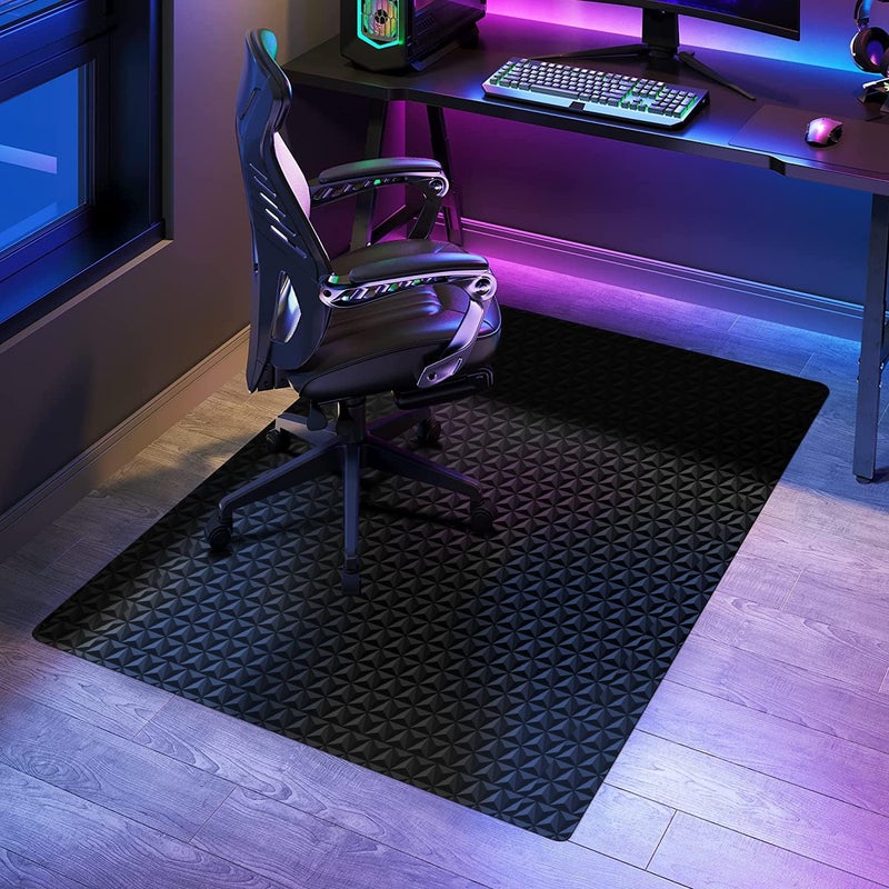 SALLOUS Chair Mat for Hard Floors, 47"x36" Office Chair Mat for Hardwood Floor, Multi-Purpose Hard Floor Protector Computer Desk Mat for Home Office, Non-Slip Vinyl Floor Mat for Gaming Chairs (Black) - Image 1